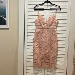 Bardot Light Pink Lace Dress - Size Small